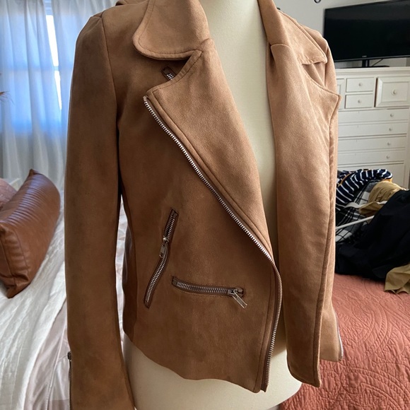 Faux suede moto jacket, worn once - Picture 3 of 6